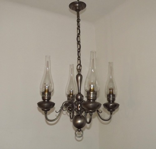 French vintage pewter light - pewter,