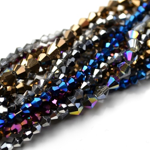 Faceted bicone crystal glass - faceted,