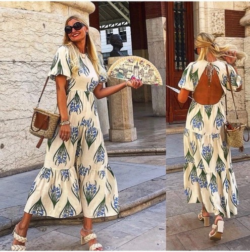 Zara ecru blue - zara, print