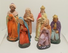 Vintage, Antique Paper Mache 6 nativity figures, Germany,See Condition 