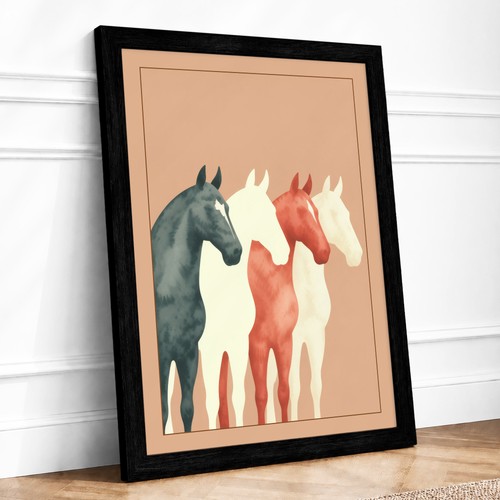 Four horse heads minimalist - four,