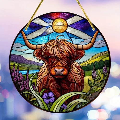 Scottish flag highland cow - highland,