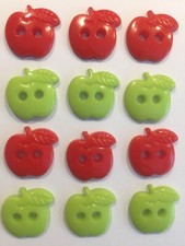 Apple shaped sewing buttons 22mm red green white orange - packs of 25 50 and 100