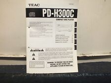 MANUAL FOR TEAC PD-H300C CD PLAYER