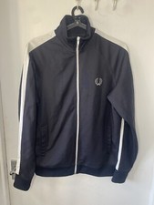 FRED PERRY BLACK WHITE SPORTS RETRO TRACKSUIT TOP Youth XL