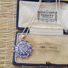 925 Sterling Silver Necklace, Natural Tanzanite Pendant, 16" Silver Chain 