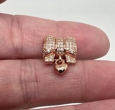 Sparkling Bow & Heart Charm for bracelet s925 925 Sterling Silver rose pl