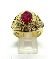 Franklin Mint Gold on Sterling Silver Ruby Graduation Ring Size U1/2 (US 10 1/2)