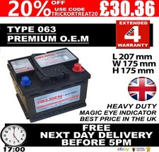 CAR BATTERY 063 12V HEAVY DUTY MAINTENANCE FREE VAUXHALL CORSA 1.0,1.2,1.4 ASTRA