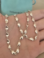 Rare Elsa Peretti Tiffany and Co Coffee Bean Necklace with box UK Hallmark 16"