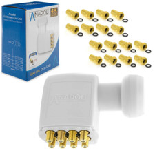 Anadol Octo LNB 4K 0.1dB Multiswith HD Sky Freesat 8 Tuners Gold F Connectors