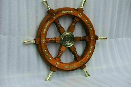 Brown wooden wheel - brown, wall