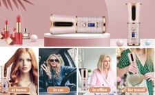 Rotating Hair Curler Cordless Curling Tongs Ceramic Curling Iron 6 Temp Grey