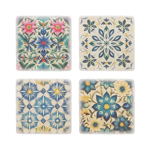 Moroccan tile marble coaster - tile,