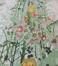 Vintage 70's Nostalgic Child's Curtain/Fabric 64" x 112" Owl/Woodpecker etc