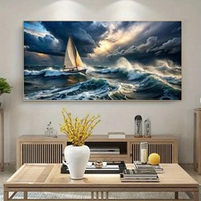 Abstract Sailboat on Rough