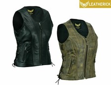 Women real leather waistcoat - leather,