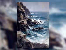 Stormy Coastline Oil 5"x7