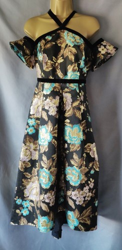 Turquoise green floral halter - green,