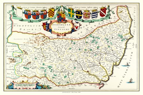 Old map suffolk 1648 by - old,