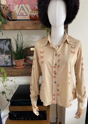 Vintage 1970s beige butterfly - vintage,