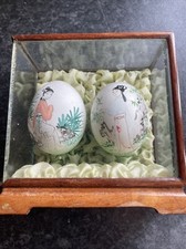  Oriental Asian Japanese/Chinese hand painted eggs  Vintage In Display Case