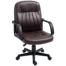 HOMCOM PU Leather Office Chair Swivel Home Computer Desk Chair - Dark Brown
