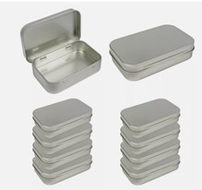 10 x Tobacco Tin Silver 1oz Hinged Metal Storage Tins Stash Pocket Baccy