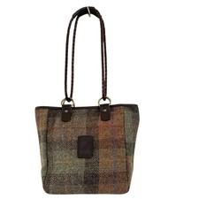 Glenalmond  Scotland Harris Tweed Shoulder / Tote Bag, Leather Trim  VGC