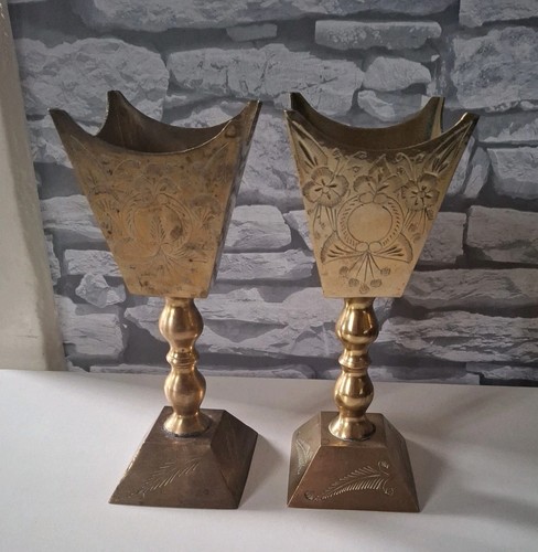 Vintage brass square footed - vintage,