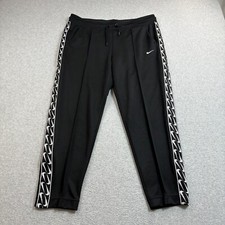 Nike Track Pant Woman Large Black Double Swoosh Logo Tape Athleisure Streetwear