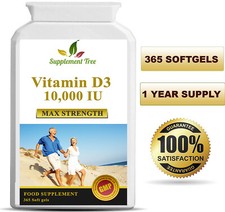 Vitamin D3 10000iu 365 Soft Gel capsules High Strength Vitamin D 10,000iu Vit d