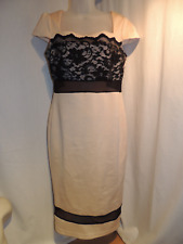 ***  SALE   ***  Amy Childs Cream Bodycon Midi Dress  UK 14 Black Lace and Mesh