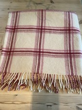 Laura Ashley Pink and Cream Check Throw 100% Wool