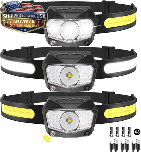 Headlamp rechargeable 3pack - headlamp,