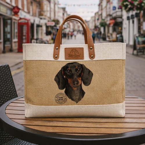 Black dachshund tote bag large - black,