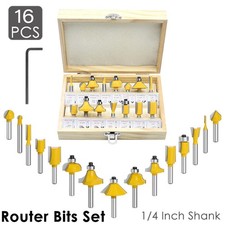 15+1pcs Router Bit Set 1/4" 6.35mm Shank Tungsten Carbide Tipped Router Bit Set