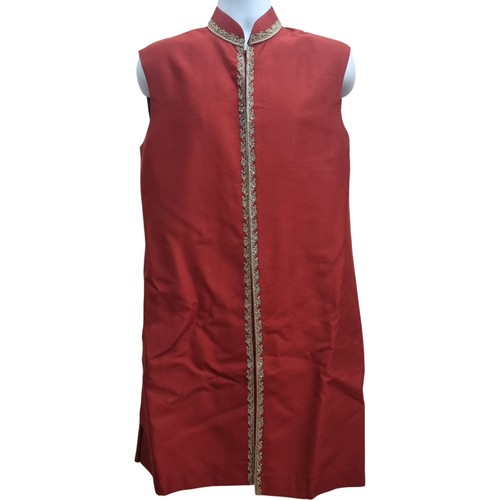 Elegant red sherwani waistcoat - elegant,