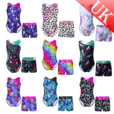 Girls Gymnastics Leotards Dance Outfits with Shorts Sets Ballet Tank Unitards