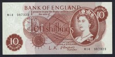 GB QEII - 1961 O'BRIEN B287 - 10s TEN SHILLINGS BANKNOTE - REPLACEMENT NOTE