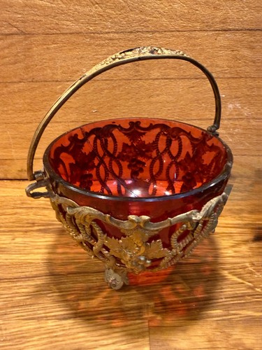 Antique cranberry glass bowl - cranberry,