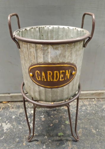 Metal garden flower pot - garden,