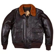 G-1 AVIATOR A-2 BOMBER BROWN NAVY FLIGHT REAL LEATHER JACKET FOR MENS
