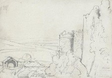 CARISBROOKE CASTLE ISLE OF WIGHT Antique Pencil Drawing 1860 - 19TH CENTURY
