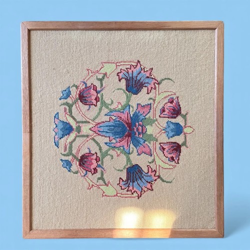 Vintage framed cross - framed, cross-stitch