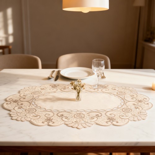 White tablecloth embroidered - white,