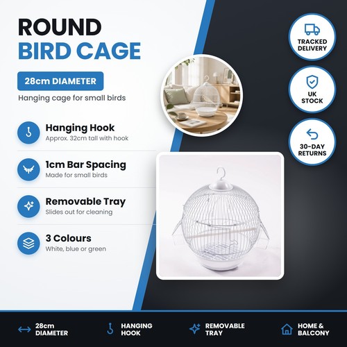 Round bird cage 28cm with - bird,