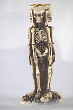 14.5cm THREE SKELETONS CANDLE STICK HOLDER - GOTHIC - VOTIVE - WEIRD - GIFT