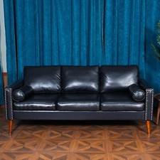 CONSDAN Leather Couch, 77-1/4"