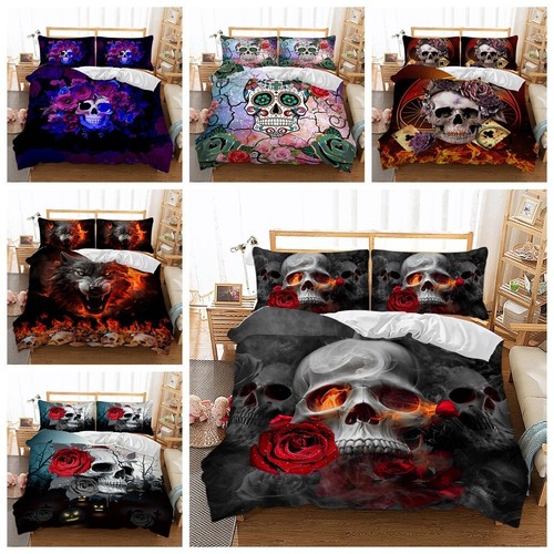 Skull duvet cover bedding set - duvet,